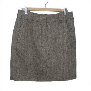 Size 8 British Khaki Brown Wool Blend Pencil Skirt